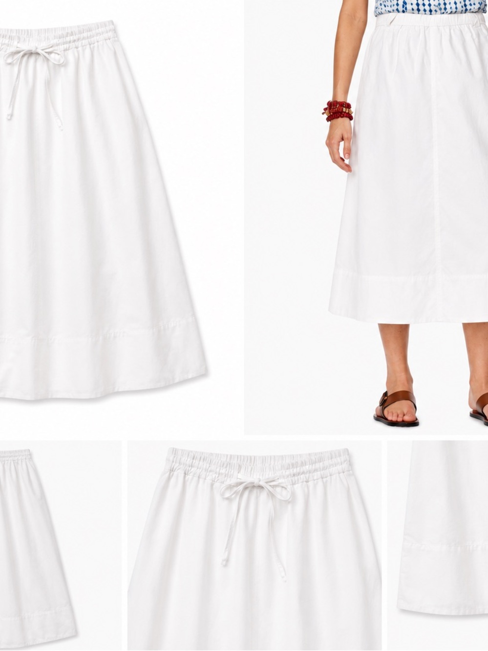 Universal Thread White 54% Cotton Drawstring A-Line Midi Skirt